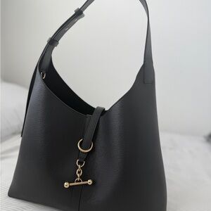 Strathberry Black Hobo Bag with Gold Accents